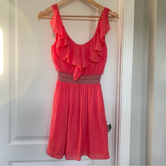 Sequin Hearts Dresses & Skirts - Sequin Hearts Coral Ruffle Mini Dress Size Small